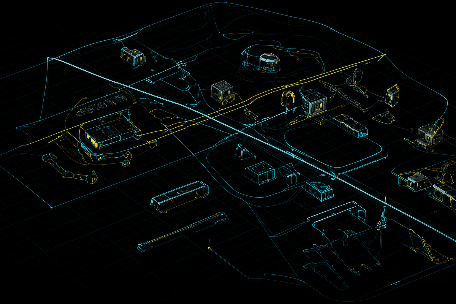 Agent operating across a structured lunar worksite layout